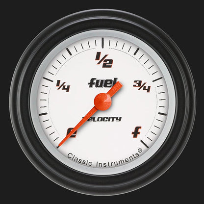 Classic Instruments VS109WBLF Velocity White - Programmable Fuel Gauge 2-1/8"
