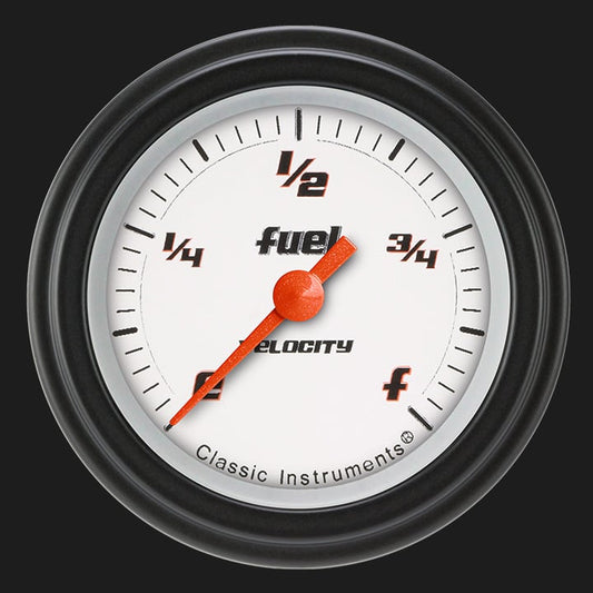 Classic Instruments VS109WBLF Velocity White - Programmable Fuel Gauge 2-1/8"