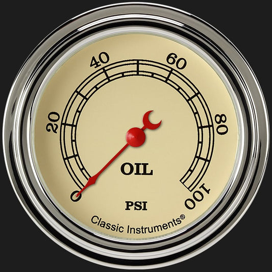 Classic Instruments VT381SLF Vintage 2 5/8" Oil Pressure Gauge