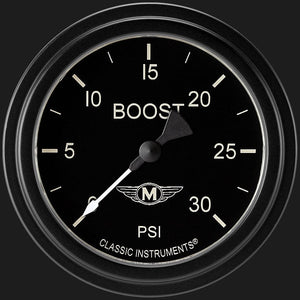 Classic Instruments MA342BLF Moal Bomber 2 5/8" Boost Gauge, 30 psi