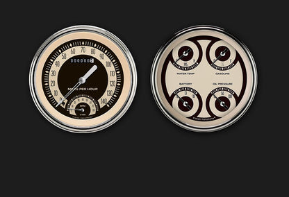 Classic Instruments NT62SLC Nostalgia VT - 2 Gauge Set 4-5/8" Speedtachular & Quad