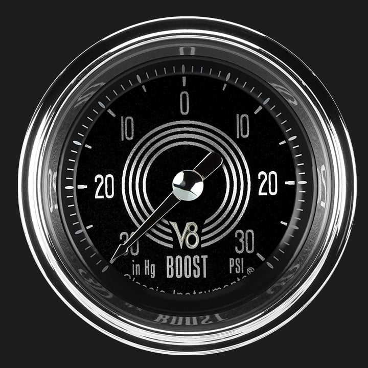 Classic Instruments V8SR141SHC V8 Speedster 2-1/8" Full Sweep Electric Boost/V