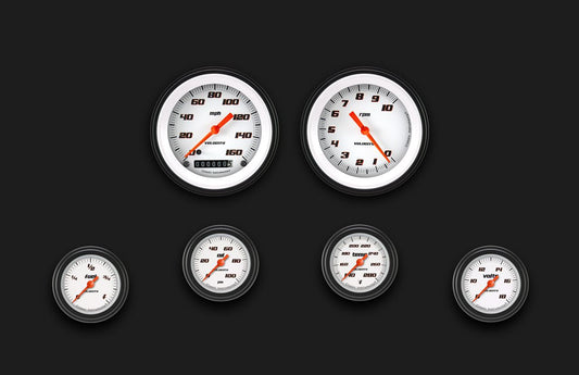 Classic Instruments VS101WBLF Velocity White Six Gauge Set 101
