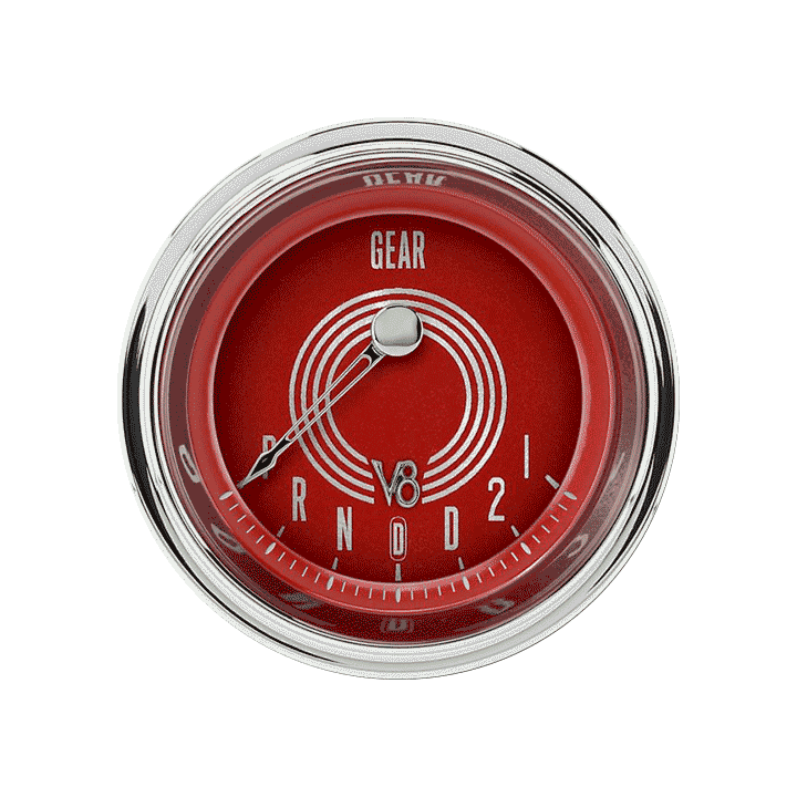 Classic Instruments V8RS06SHC V8 Red Steelie - Gear Indicator Gauge w/ Overdrive 2-1/8"