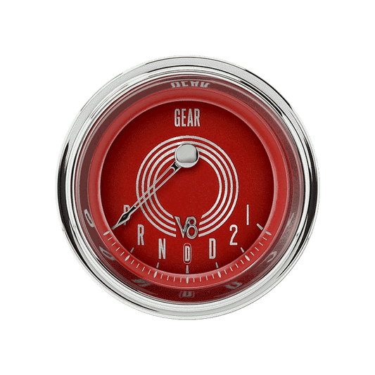 Classic Instruments V8RS06SHC V8 Red Steelie - Gear Indicator Gauge w/ Overdrive 2-1/8"
