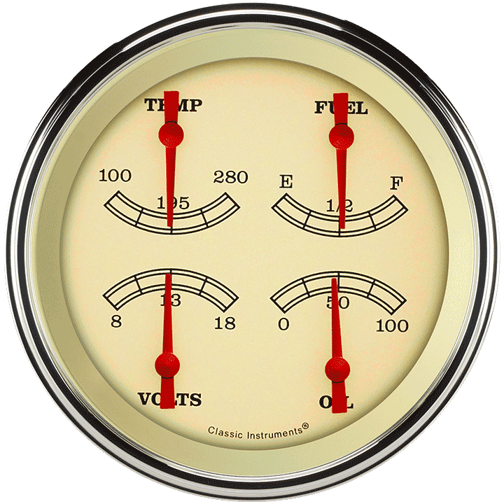 Classic Instruments VT75SLF Vintage - Quad Gauge 4-5/8" (240-33 OHM)