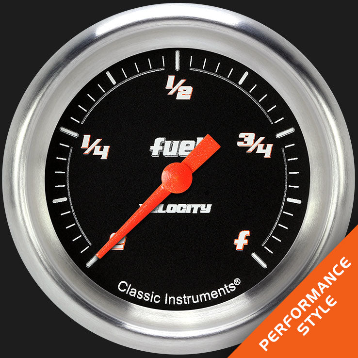 Classic Instruments VS309BAPF Velocity Black 2 5/8" Fuel Gauge