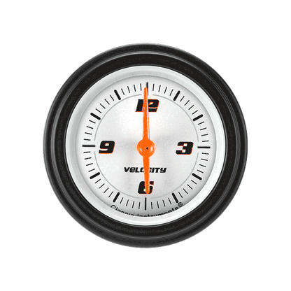 Classic Instruments VS90WBLF Velocity White - Clock Gauge 2-1/8"