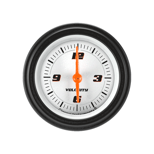 Classic Instruments VS90WBLF Velocity White - Clock Gauge 2-1/8"