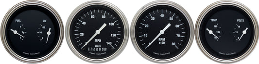 Classic Instruments HR05SLF Hot Rod - 4 Gauge Set 3-3/8" Speedo, Tacho & 2x Dual