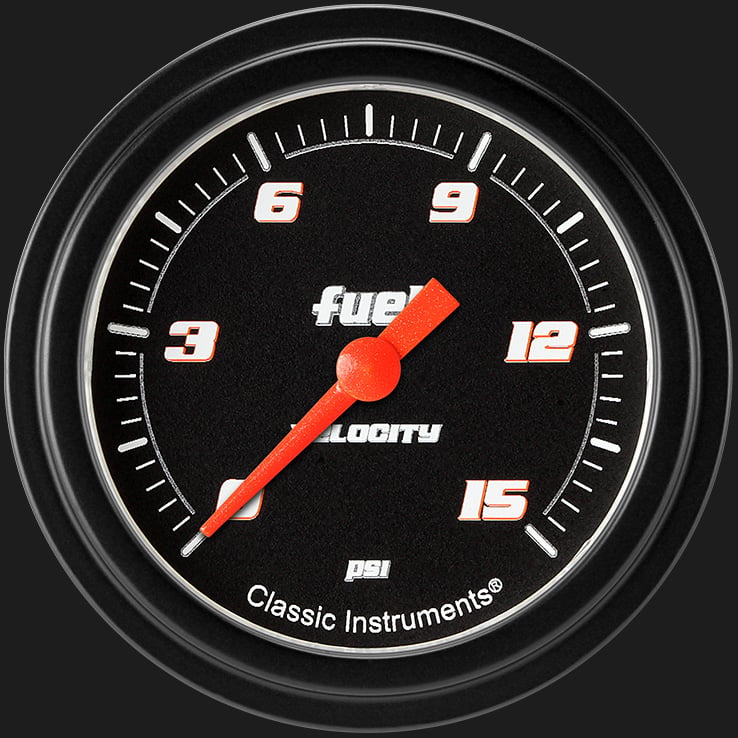 Classic Instruments VS345BBLF Velocity Black 2 5/8" Fuel Pressure Gauge, 15 ps