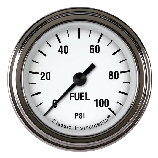 Classic Instruments WH146SLF White Hot 2-1/8" Full Sweep Fuel Pressure 100psi
