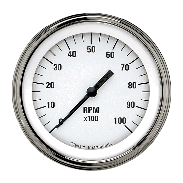 Classic Instruments WH10SLF White Hot - Tachometer 10K RPM 3-3/8"