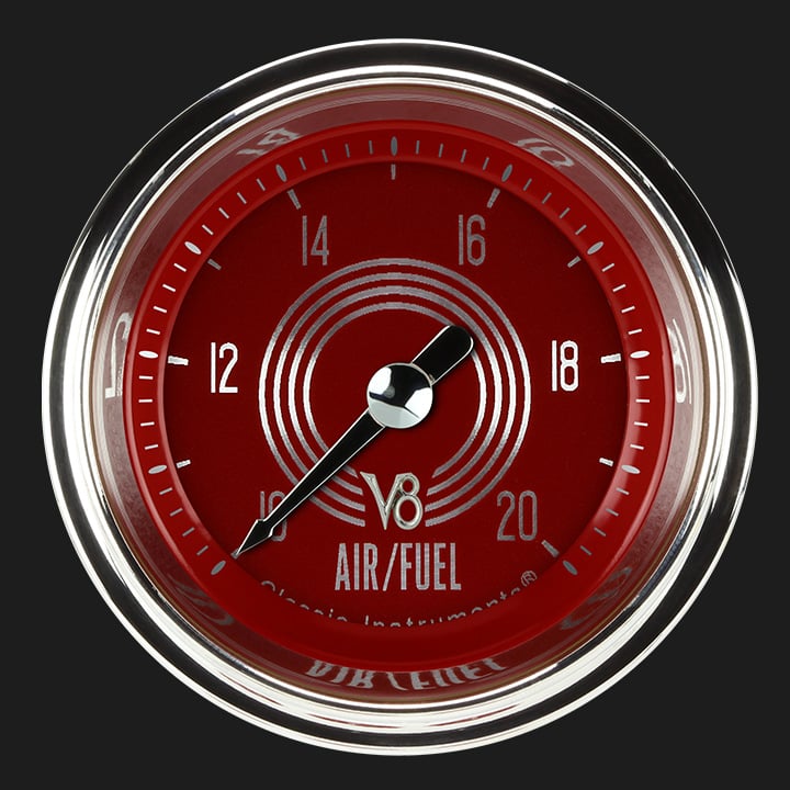 Classic Instruments V8RS194SHC V8 Red Steelie 2-1/8" Air Fuel Ratio Gauge