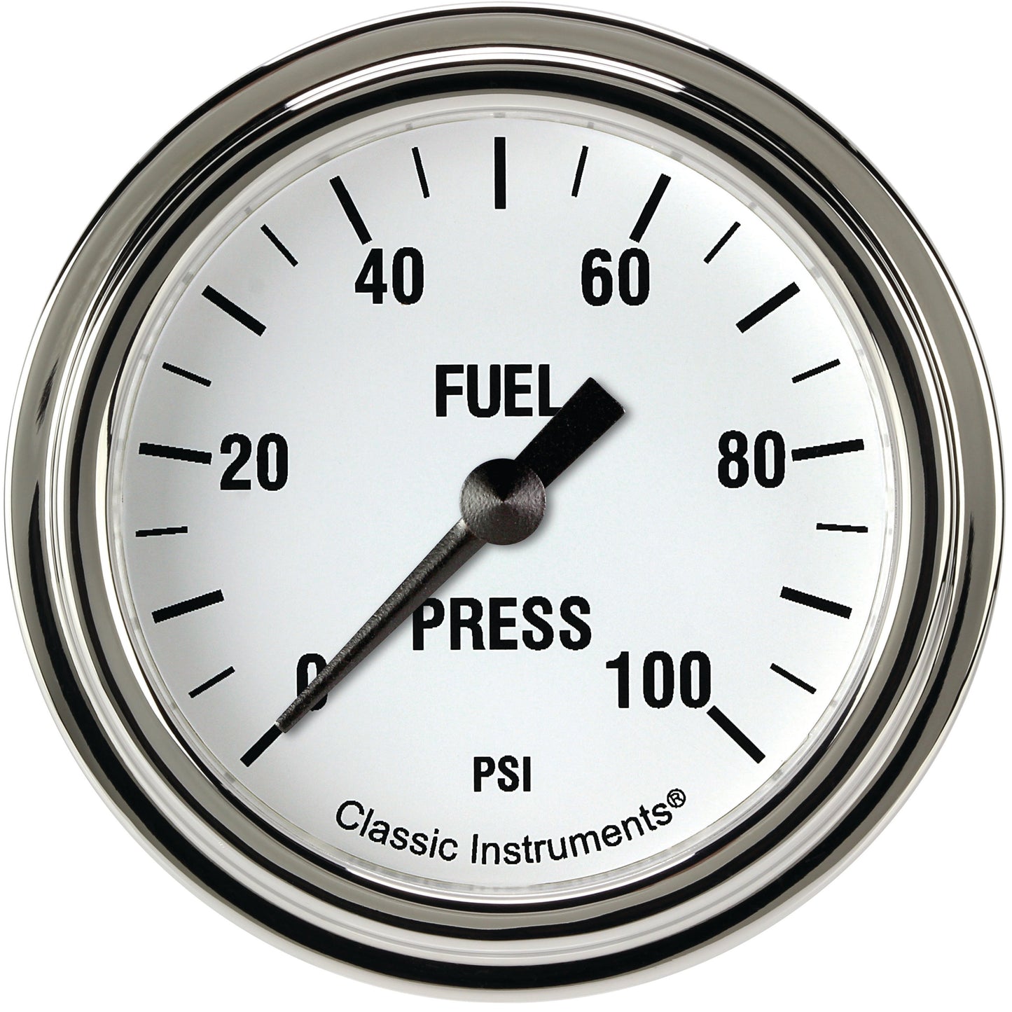 Classic Instruments WH346SLF White Hot 2 5/8" Fuel Pressure Gauge, 100 psi