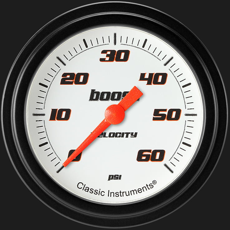 Classic Instruments VS343WBLF Velocity White 2 5/8" Boost Gauge, 60 psi