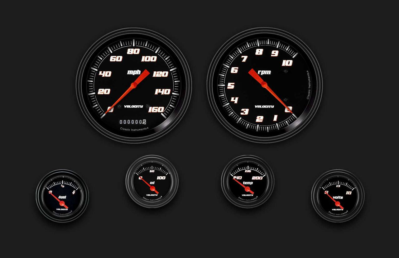 Classic Instruments VS51BBLF Velocity Black w/ Black Bezel 4 - 5/8" Speedo & Tac