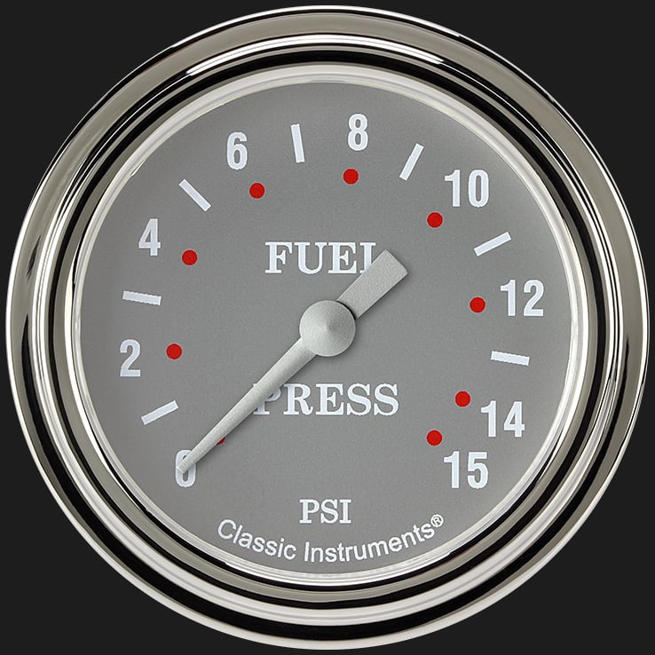 Classic Instruments SG345SLF Silver Gray 2 5/8" Fuel Pressure Gauge, 15 psi