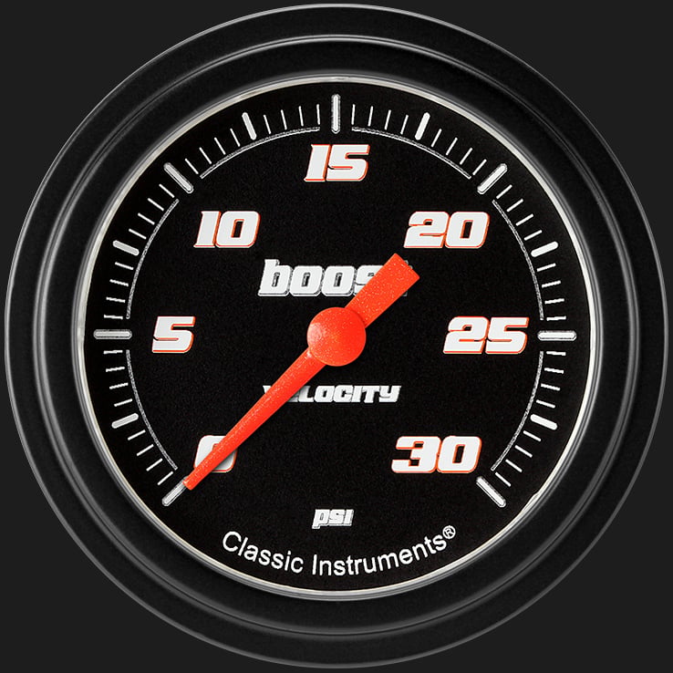 Classic Instruments VS342BBLF Velocity Black 2 5/8" Boost Gauge, 30 psi