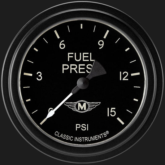 Classic Instruments MA345BLF Moal Bomber 2 5/8" Fuel Pressure Gauge, 15 psi