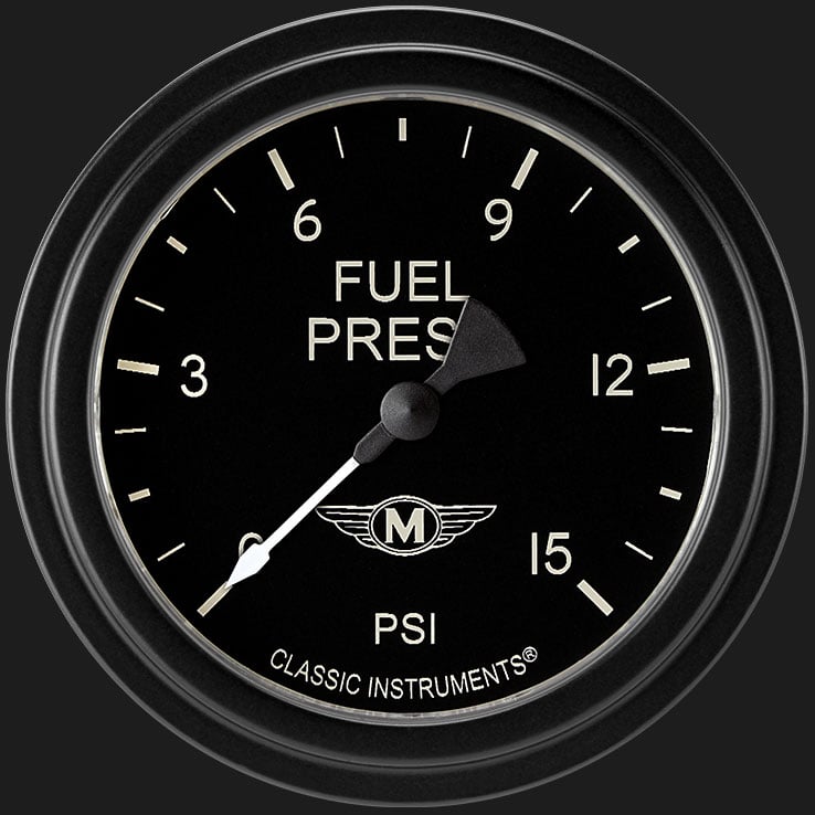 Classic Instruments MA345BLF Moal Bomber 2 5/8" Fuel Pressure Gauge, 15 psi