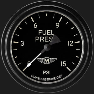 Classic Instruments MA345BLF Moal Bomber 2 5/8" Fuel Pressure Gauge, 15 psi