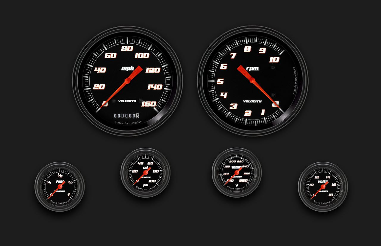 Classic Instruments VS151BBLF Velocity Black Six Gauge Set 151