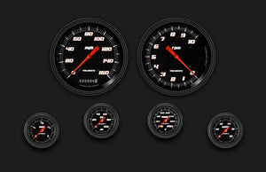 Classic Instruments VS151BBLF Velocity Black Six Gauge Set 151