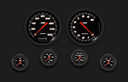 Classic Instruments VS151BBLF Velocity Black Six Gauge Set 151