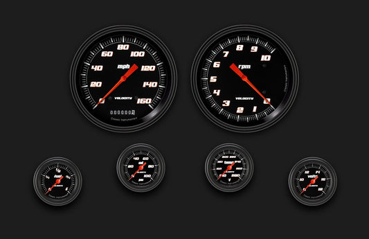 Classic Instruments VS151BBLF Velocity Black Six Gauge Set 151