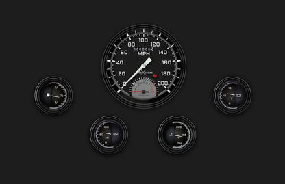 Classic Instruments AX65GBLF Autocross Grey - 5 Gauge Set 4-5/8" Speedtachular & 2-1/8" Fuel, Oil, Temp, Volts