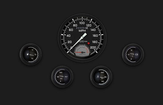 Classic Instruments AX65GBLF Autocross Grey - 5 Gauge Set 4-5/8" Speedtachular & 2-1/8" Fuel, Oil, Temp, Volts