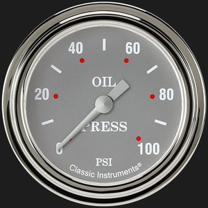 Classic Instruments SG381SLF Silver Gray 2 5/8" Oil Pressure Gauge