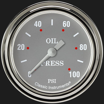 Classic Instruments SG381SLF Silver Gray 2 5/8" Oil Pressure Gauge