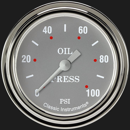 Classic Instruments SG381SLF Silver Gray 2 5/8" Oil Pressure Gauge