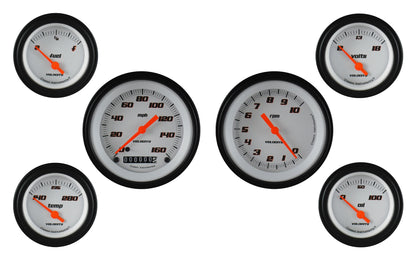 Classic Instruments VS01WBLF Velocity White - 6 Gauge Set 3-3/8" Speedo & Tacho, 2-1/18" Fuel, Oil, Temp, Volts