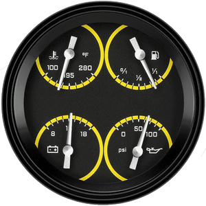 Classic Instruments AX75YBLF Autocross Yellow - Quad Gauge 4-5/8" (240-33 OHM)