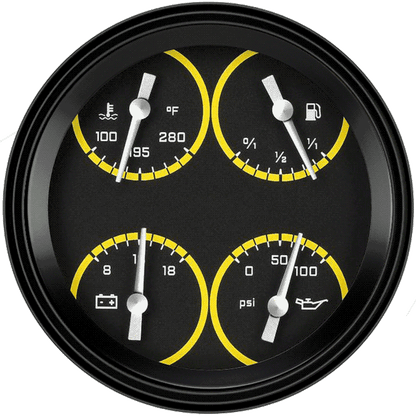 Classic Instruments AX78YBLF Autocross Yellow w/ Black Bezel 4 - 5/8" Quad fue