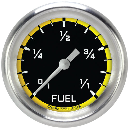 Classic Instruments AX309YAPF Autocross Yellow 2 5/8" Fuel Gauge