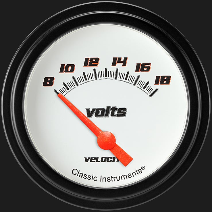 Classic Instruments VS230WBLF Velocity White w/ Black Bezel 2 5/8" Volt, Short