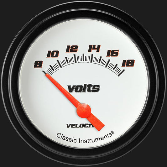 Classic Instruments VS230WBLF Velocity White w/ Black Bezel 2 5/8" Volt, Short