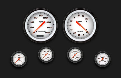 Classic Instruments VS151WBLF Velocity White Six Gauge Set 151