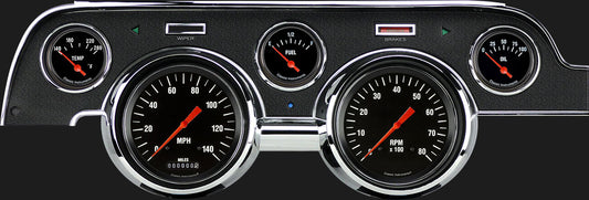 Classic Instruments CI-MU67HR Hot Rod 1967-68 Mustang Gauge Set Speedometer Tach Oil Pressure Water Temperature Black Face Analog