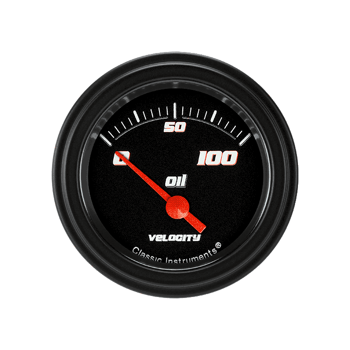 Classic Instruments VS81BBLF Velocity Black - Oil Pressure Gauge 2-1/8"