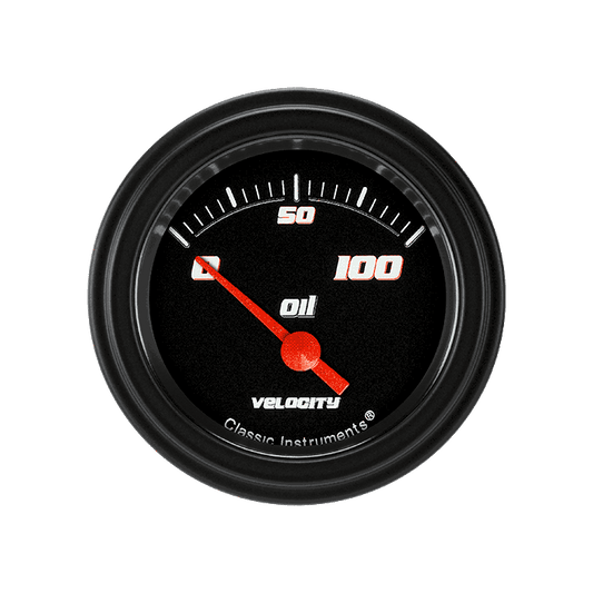 Classic Instruments VS81BBLF Velocity Black - Oil Pressure Gauge 2-1/8"