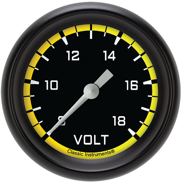 Classic Instruments AX330YBPF Autocross Yellow 2 5/8" Voltage Gauge