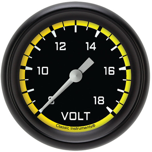 Classic Instruments AX330YBPF Autocross Yellow 2 5/8" Voltage Gauge