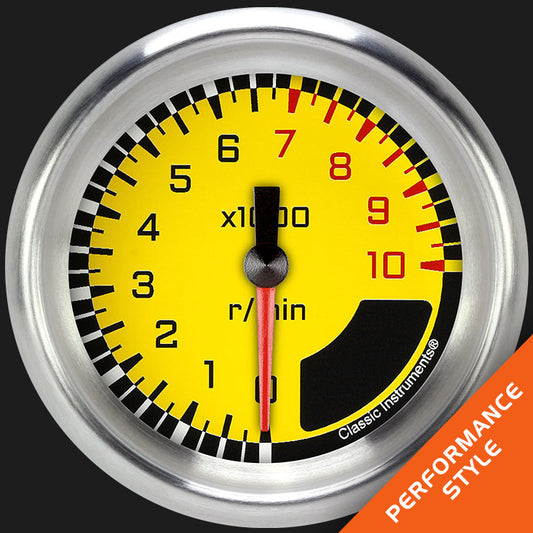 Classic Instruments AX383YAPF AutoCross Yellow 2 5/8" Tachometer