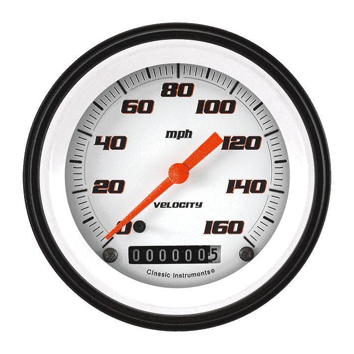 Classic Instruments VS55WBLF Velocity White w/ Black Bezel 3-3/8" Speedometer