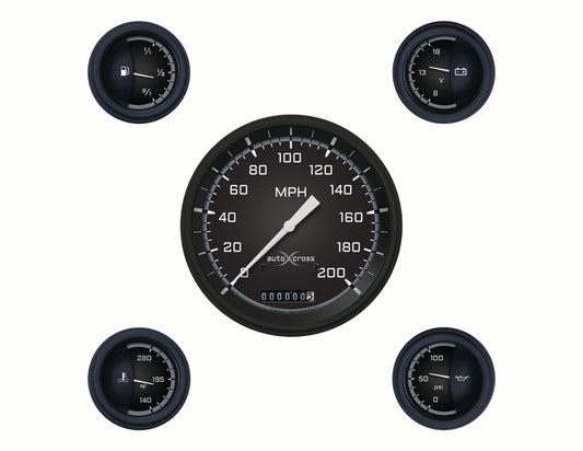 Classic Instruments AX54GBLF Autocross Grey w/ Black Bezel 4 - 5/8" Speedo, 2 1